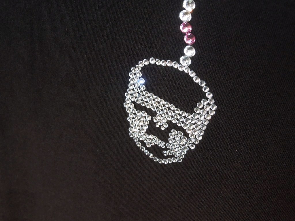 Skull Swarovski necklace T-shirt��Black
