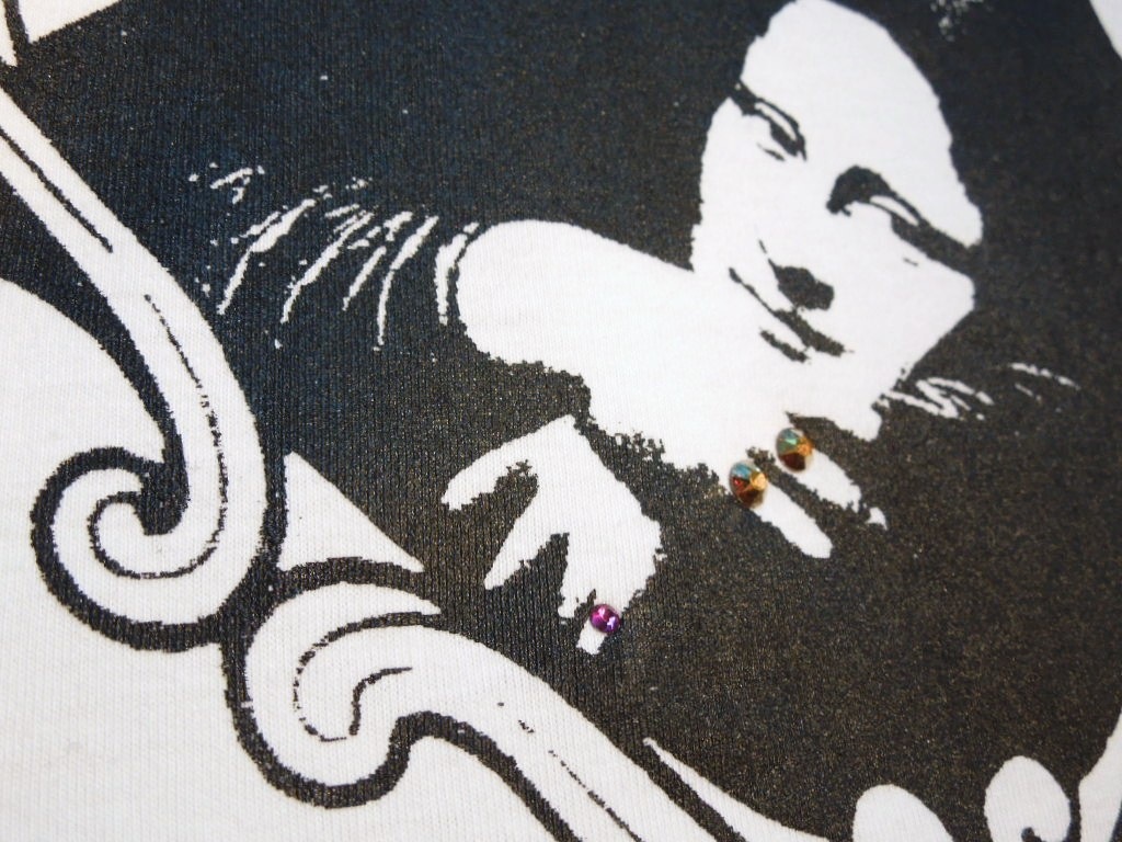 Frame Skull Mona Lisa Swarovski Long T-shirt White
