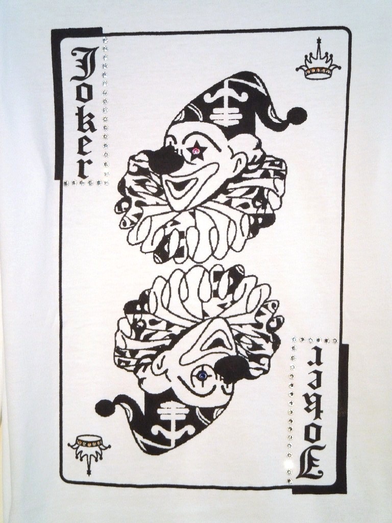 Joker Casino Swarovski��Long T-shirt White