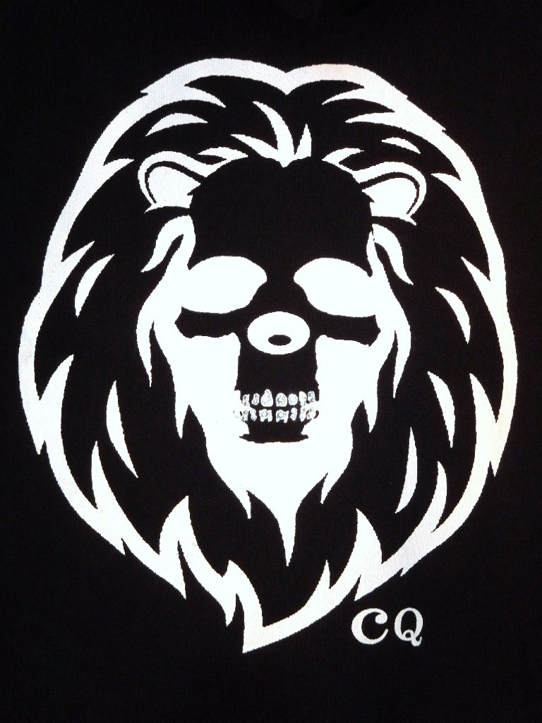 Skull Lion Swarovski zip-up Parka black