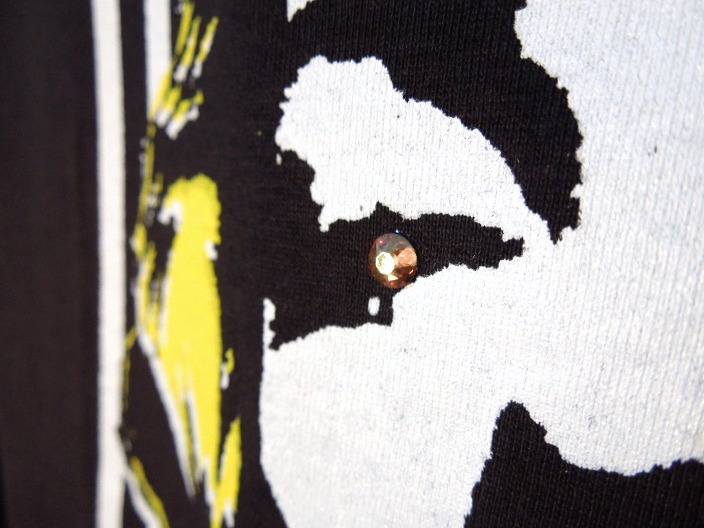 Marilyn Emblem Swarovski��Long T-shirt Black��Yellow