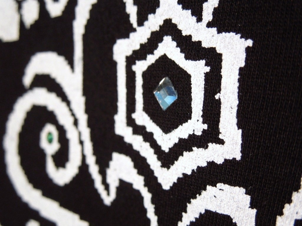 Seven Star Swarovski Long T Shirt Black