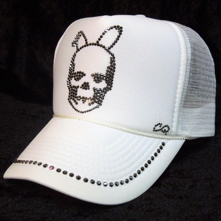Skull Bunny Swarovski Full Custom Cap White