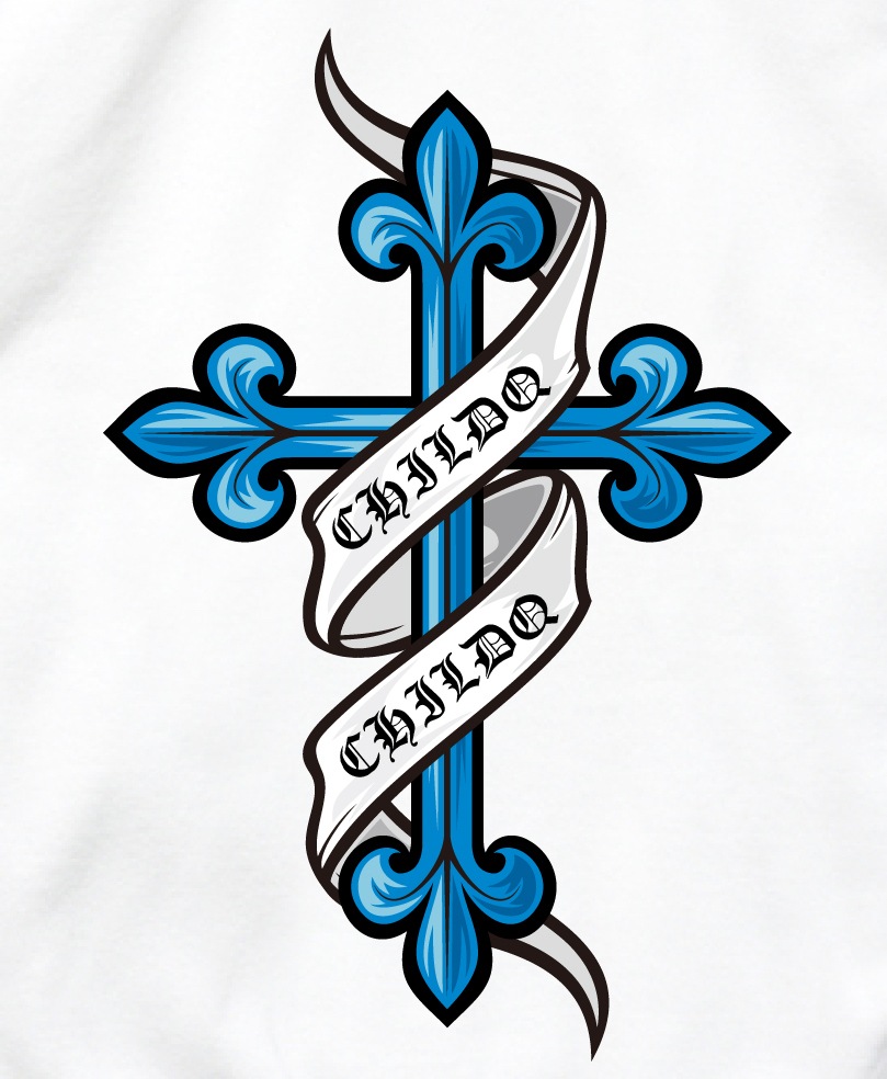 Old tattoo blue cross Hoodie White