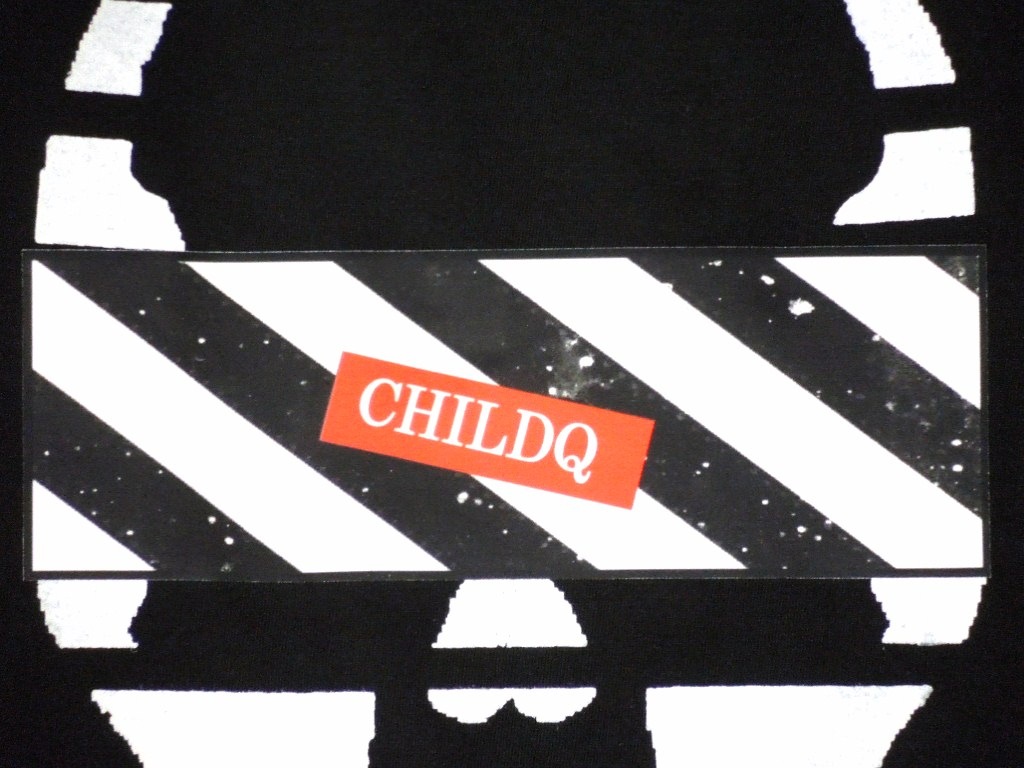 Skull Black & White Line T Shirt Black