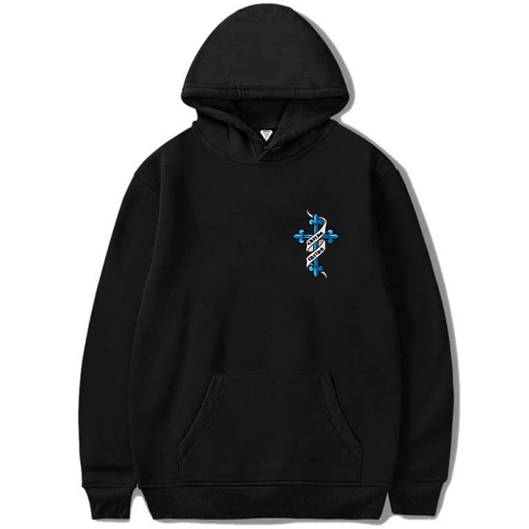 Old tattoo blue cross Hoodie Black