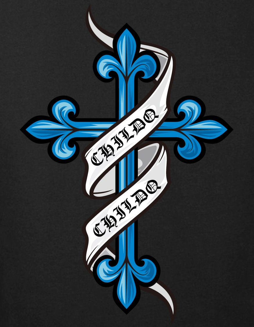 Old tattoo blue cross Hoodie Black