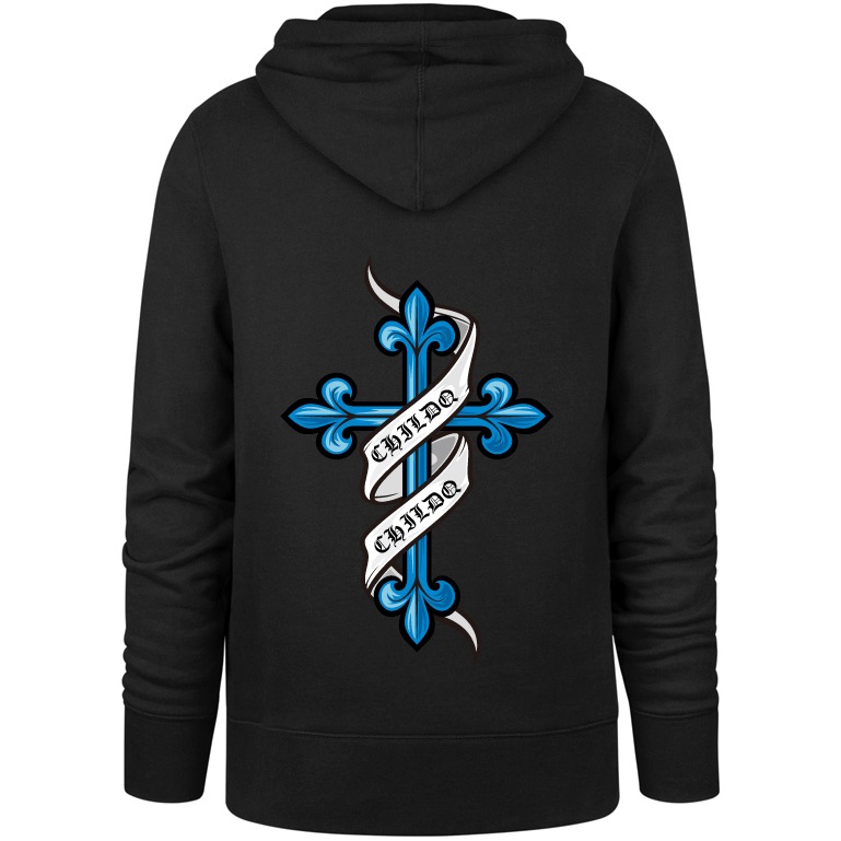 Old tattoo blue cross Hoodie Black