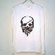 Skull Bandana Logo Pattern Long T Shirt White
