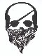 Skull Bandana Logo Pattern Long T Shirt White