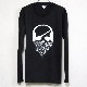 Skull Bandana Logo Pattern Long T Shirt Black