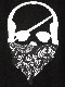 Skull Bandana Logo Pattern Long T Shirt Black