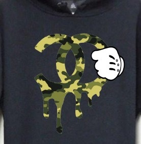 Parody One Hand Swarovski  Black Parka��Camouflage