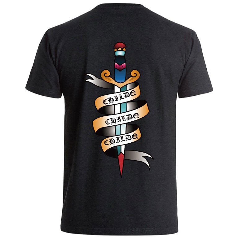 Old tattoo sword T-shirt Black