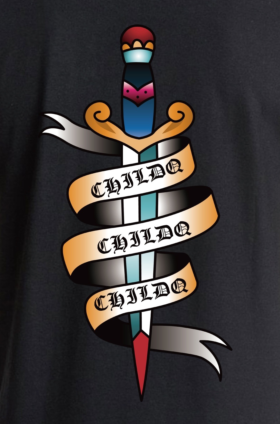 Old tattoo sword T-shirt Black