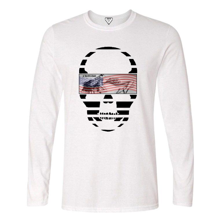 Skull Tattoo Girl NO.28 Long T-shirt White