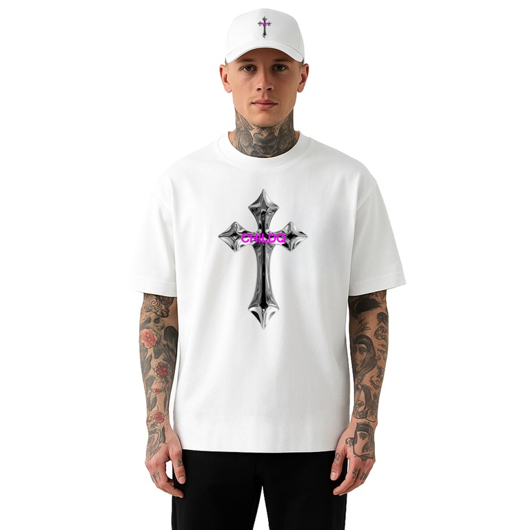 metallic cross T-shirt white