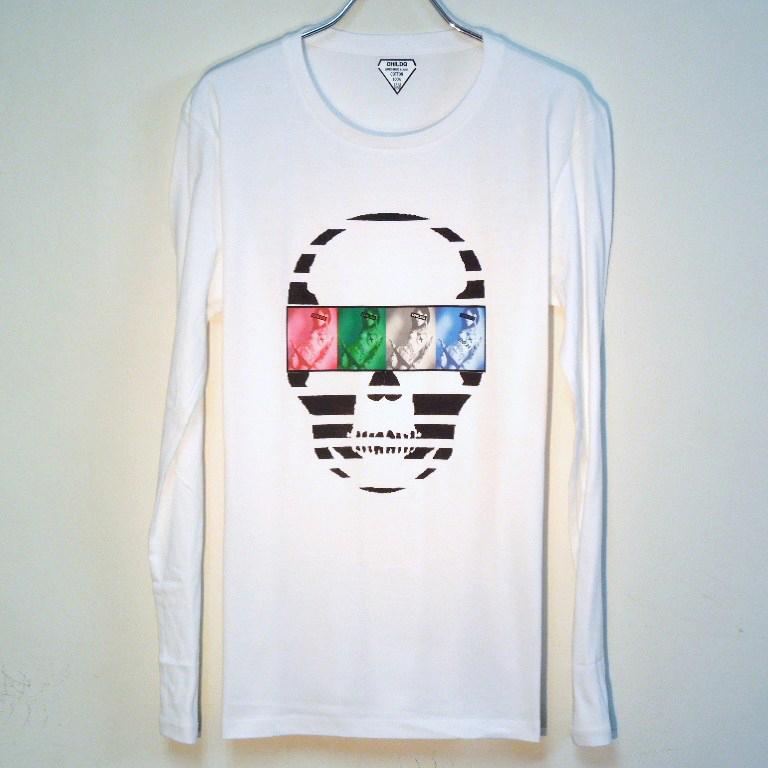Skull Tattoo Girl NO.24 Long T-shirt White