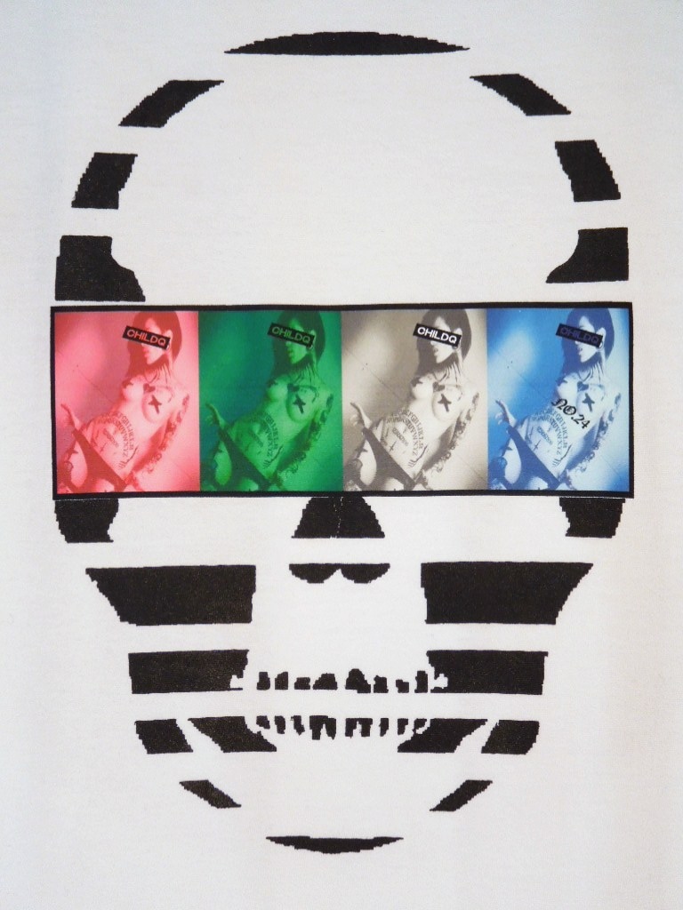 Skull Tattoo Girl NO.24 Long T-shirt White