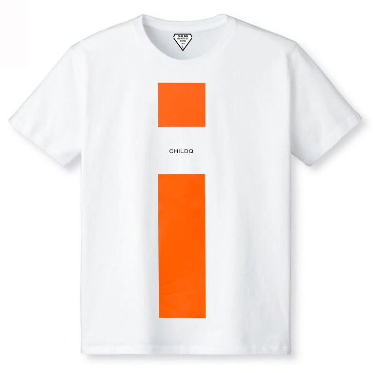 Vivid orange Line T-shirt White