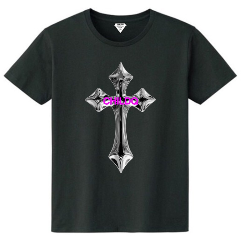metallic cross T-shirt Black