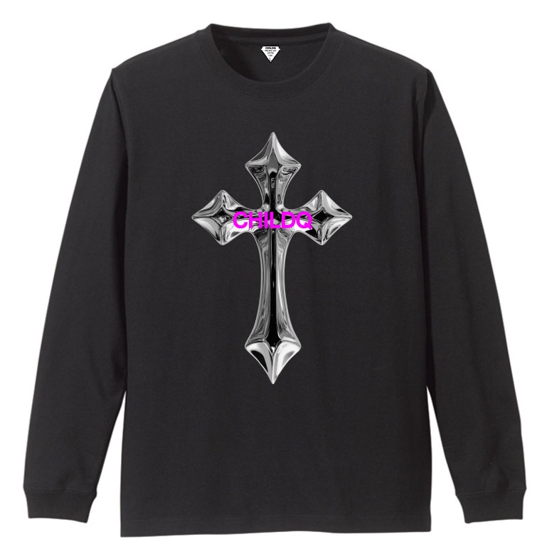 metallic cross T-shirt Black