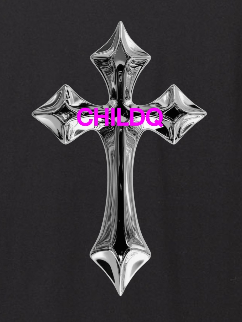 metallic cross T-shirt Black