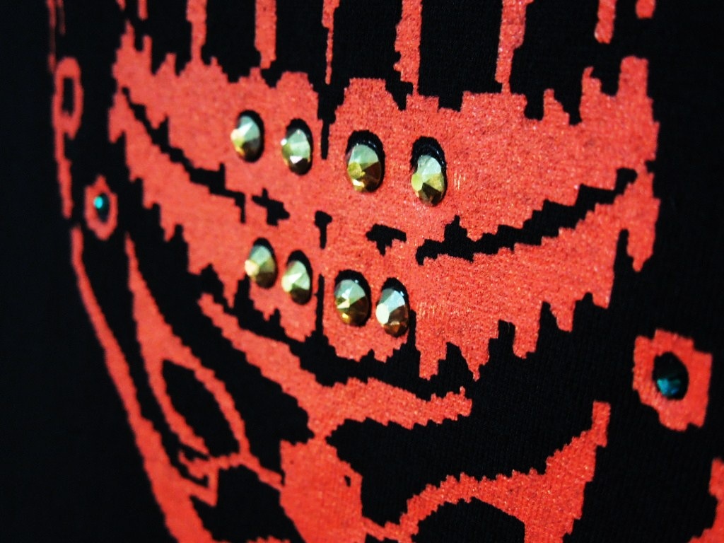 Seven Star Swarovski Long T Shirt Black&Red