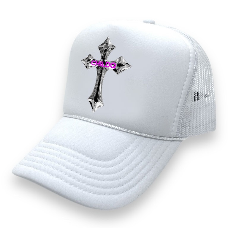 Metallic Cross Cap White