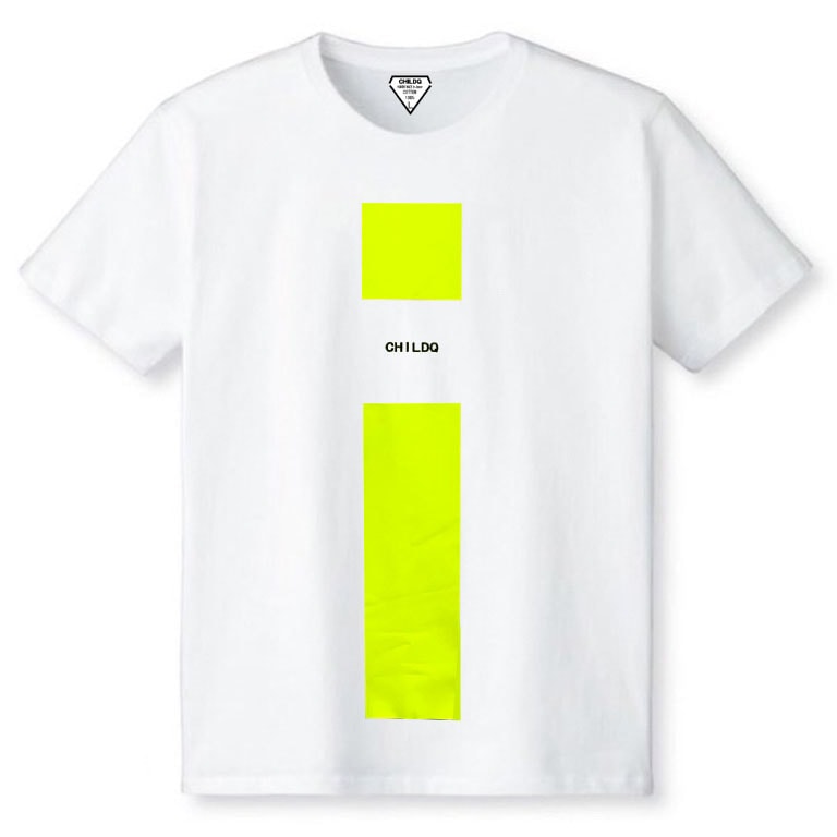 Lime Yellow Line T-shirt White