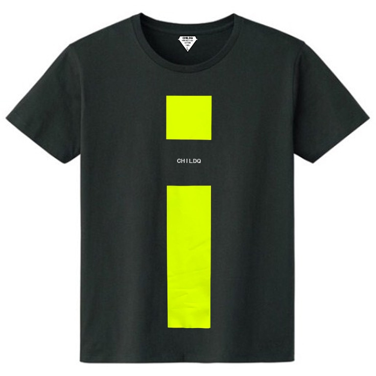 Lime Yellow Line T-shirt Black