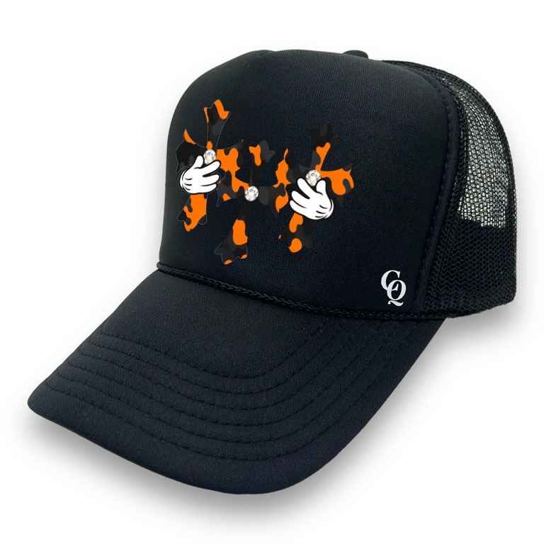 Three cross Crystal Camouflage Orange cap Black
