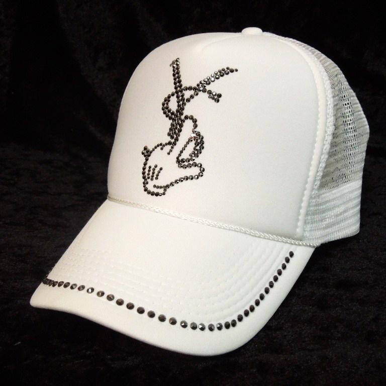Parody Hand Swarovski Full Custom Cap White