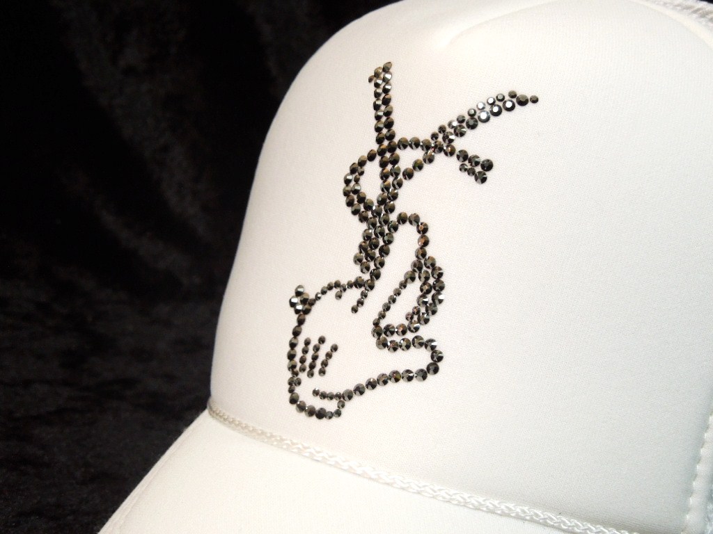 Parody Hand Swarovski Full Custom Cap White