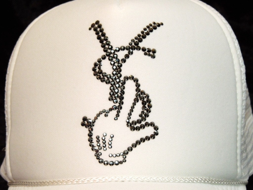 Parody Hand Swarovski Full Custom Cap White