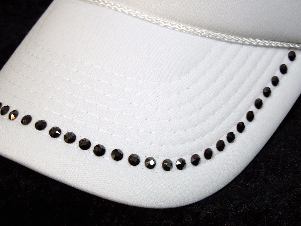 Parody Hand Swarovski Full Custom Cap White