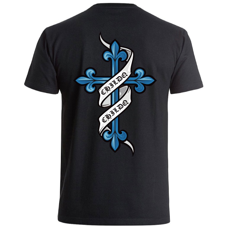 Old tattoo cross T-shirt Black
