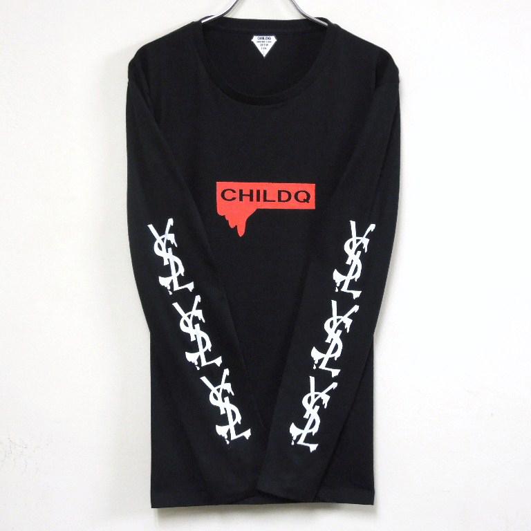 Parody Melting Sleeve Print No3 Long T Shirt Black