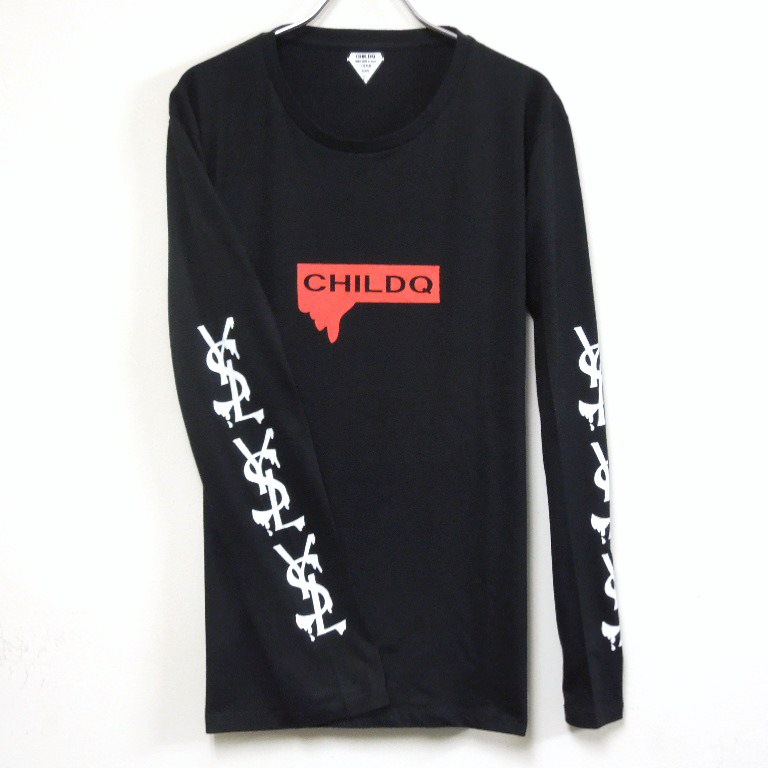 Parody Melting Sleeve Print No3 Long T Shirt Black