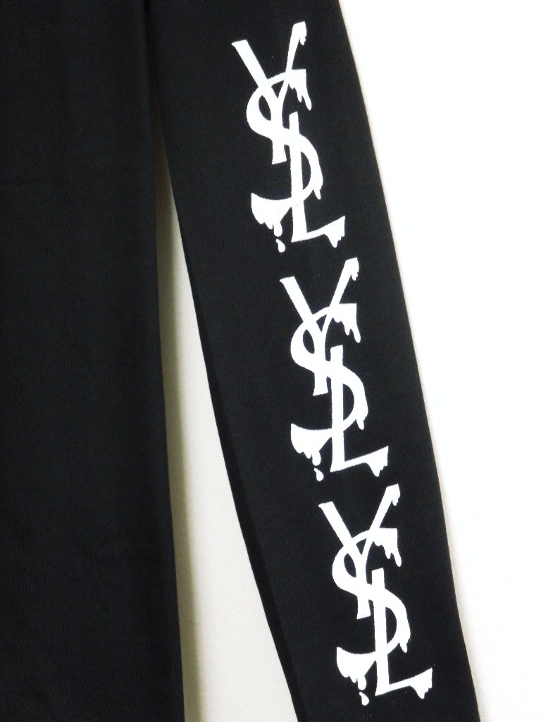 Parody Melting Sleeve Print No3 Long T Shirt Black