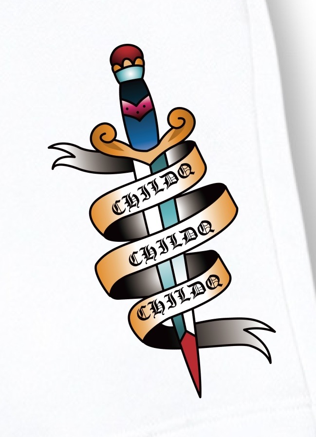 Old tattoo sword  half pants White