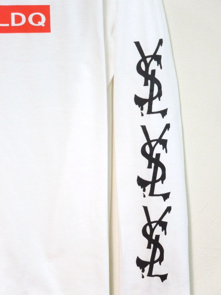 Parody Melting Sleeve Print No3 Long T Shirt White