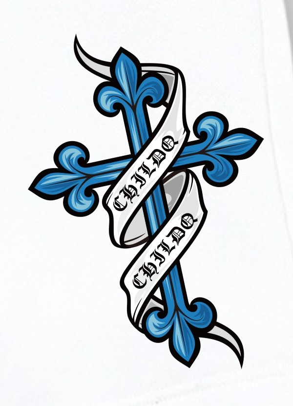 Old tattoo cross  half pants White