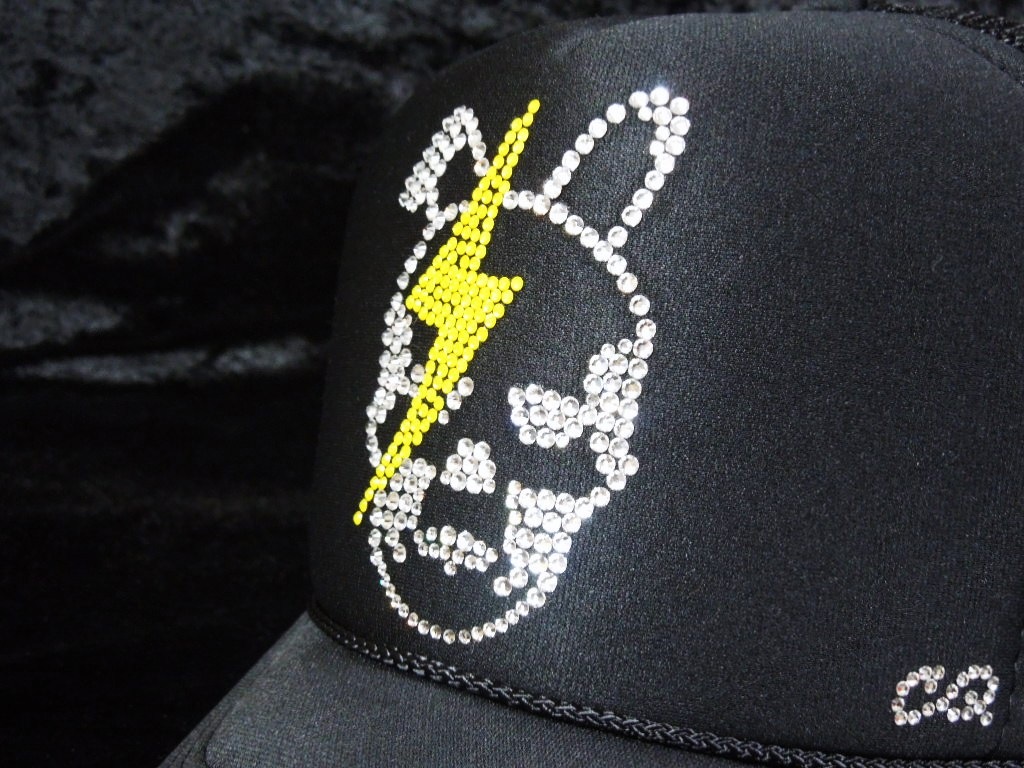 Skull Bunny Thunder Swarovski Cap Black