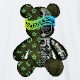 sakura monogram bear T-shirt green x white
