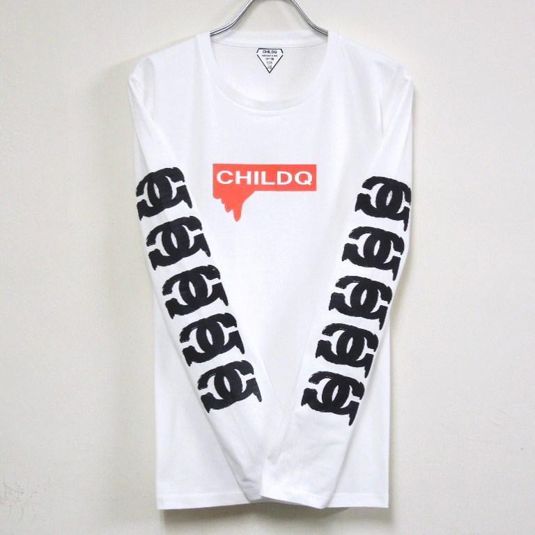 Parody Melting Sleeve Print Long T Shirt White