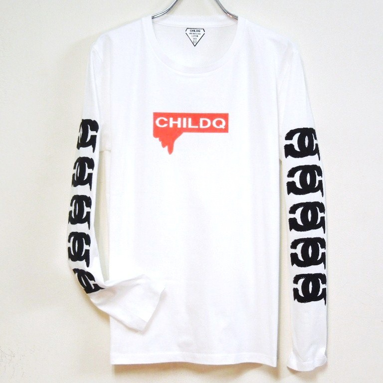 Parody Melting Sleeve Print Long T Shirt White