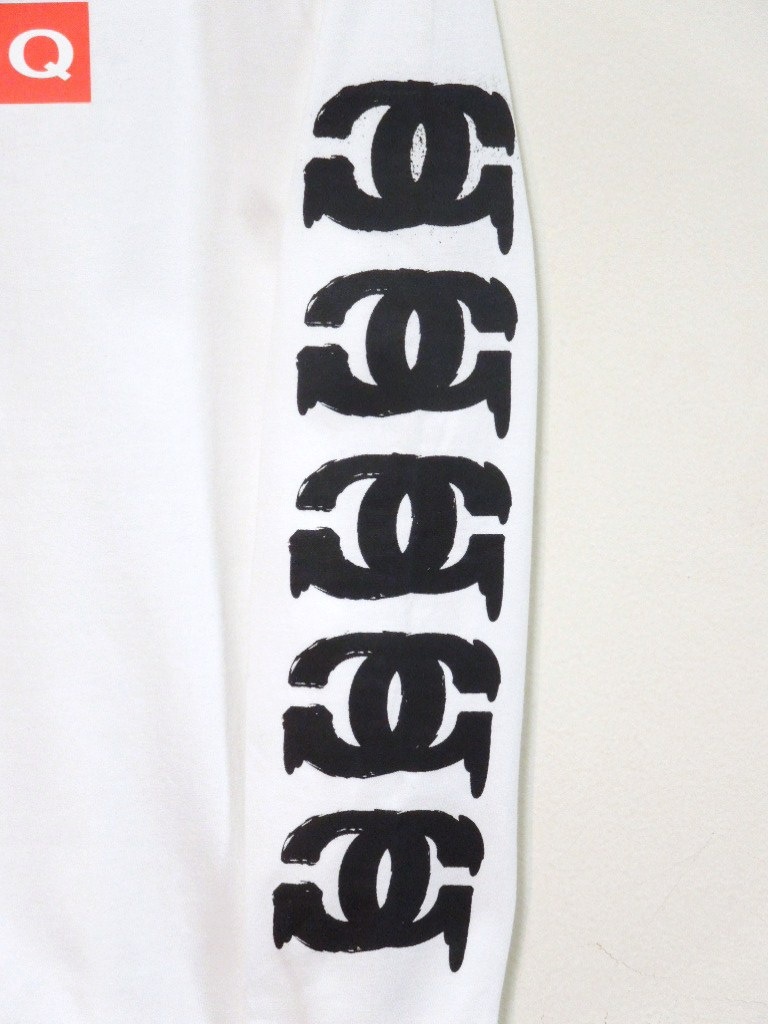 Parody Melting Sleeve Print Long T Shirt White
