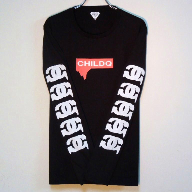 Parody Melting Sleeve Print Long T Shirt Black