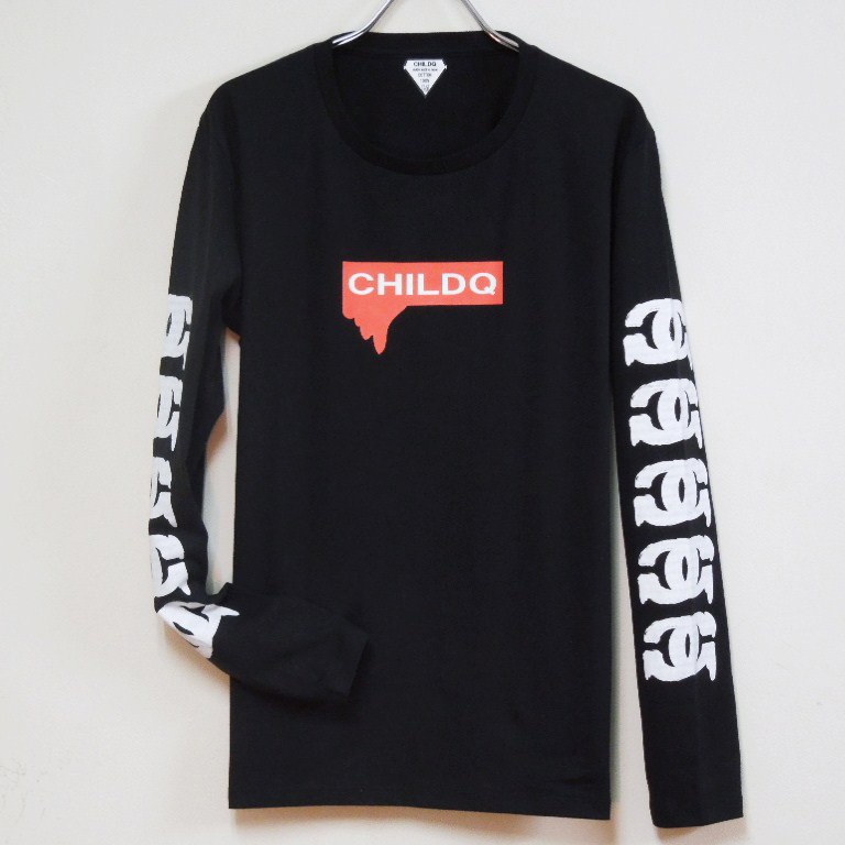 Parody Melting Sleeve Print Long T Shirt Black